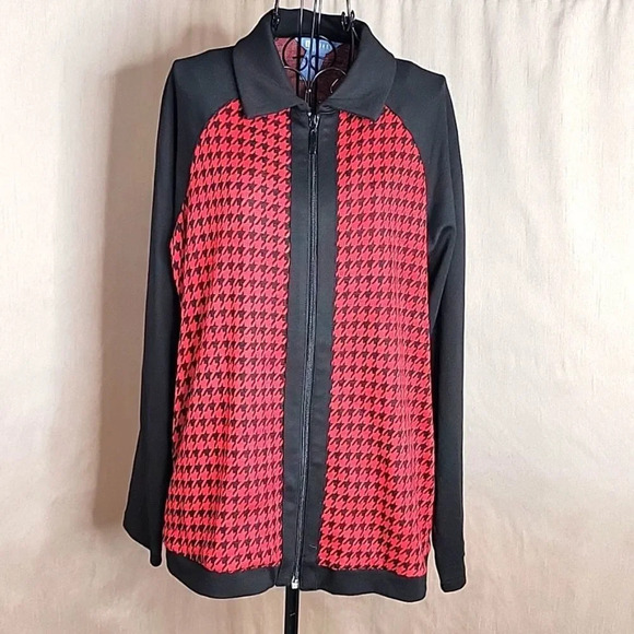KORET Red and Black‎ Houndstooth Lightweight Jacket Large - Picture 1 of 6